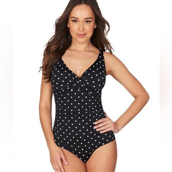 NipTuck Slimming One Piece Polka Dot Swimsuit Size 4 - Picture 5 of 5